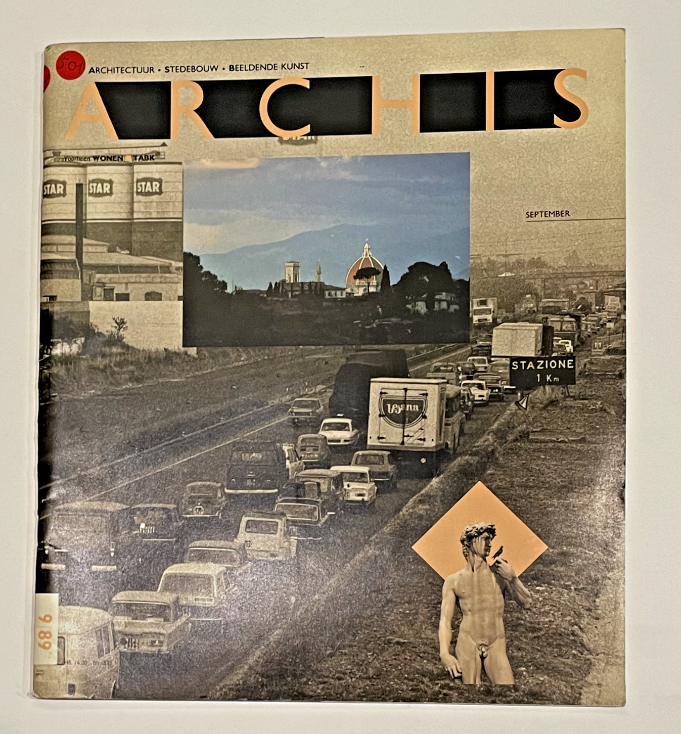 Rivista vintage di architettura italiana Archis settembre 1989 con temi di arte urbana e classica