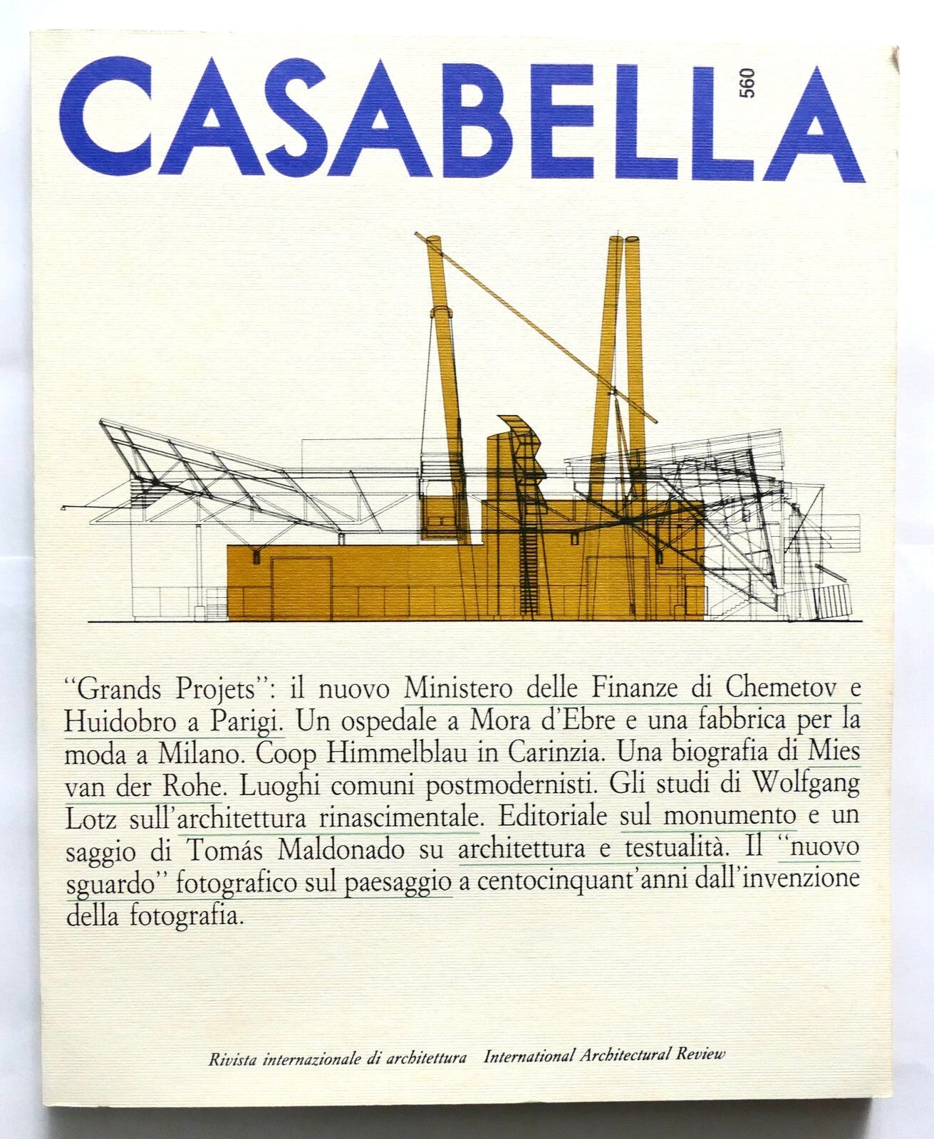 Casabella n. 560 rivista di architettura italiana vintage 1989 con progetti di edifici modernisti