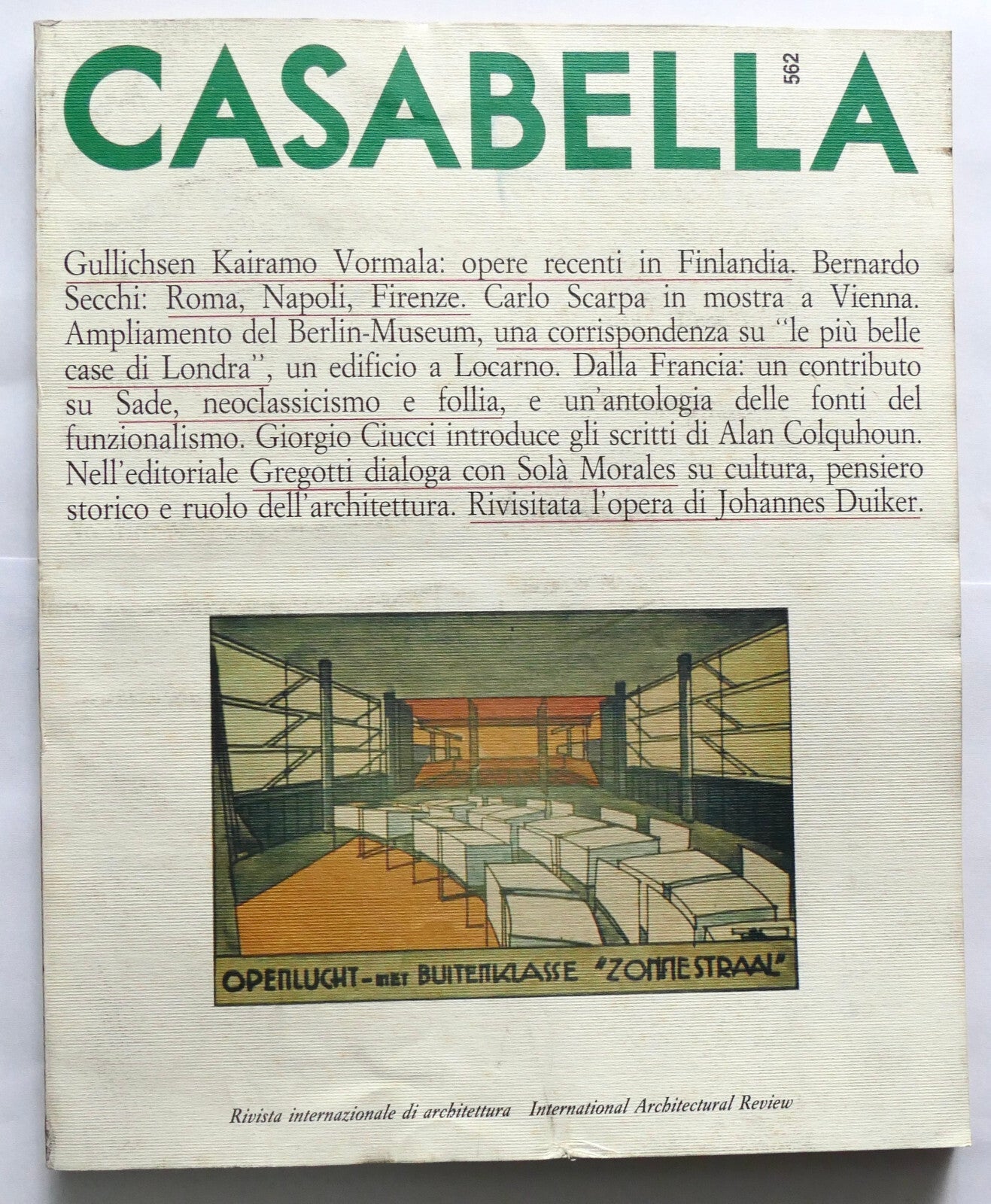 Rivista Casabella n. 562 vintage 1989 pubblicazione italiana di architettura e design