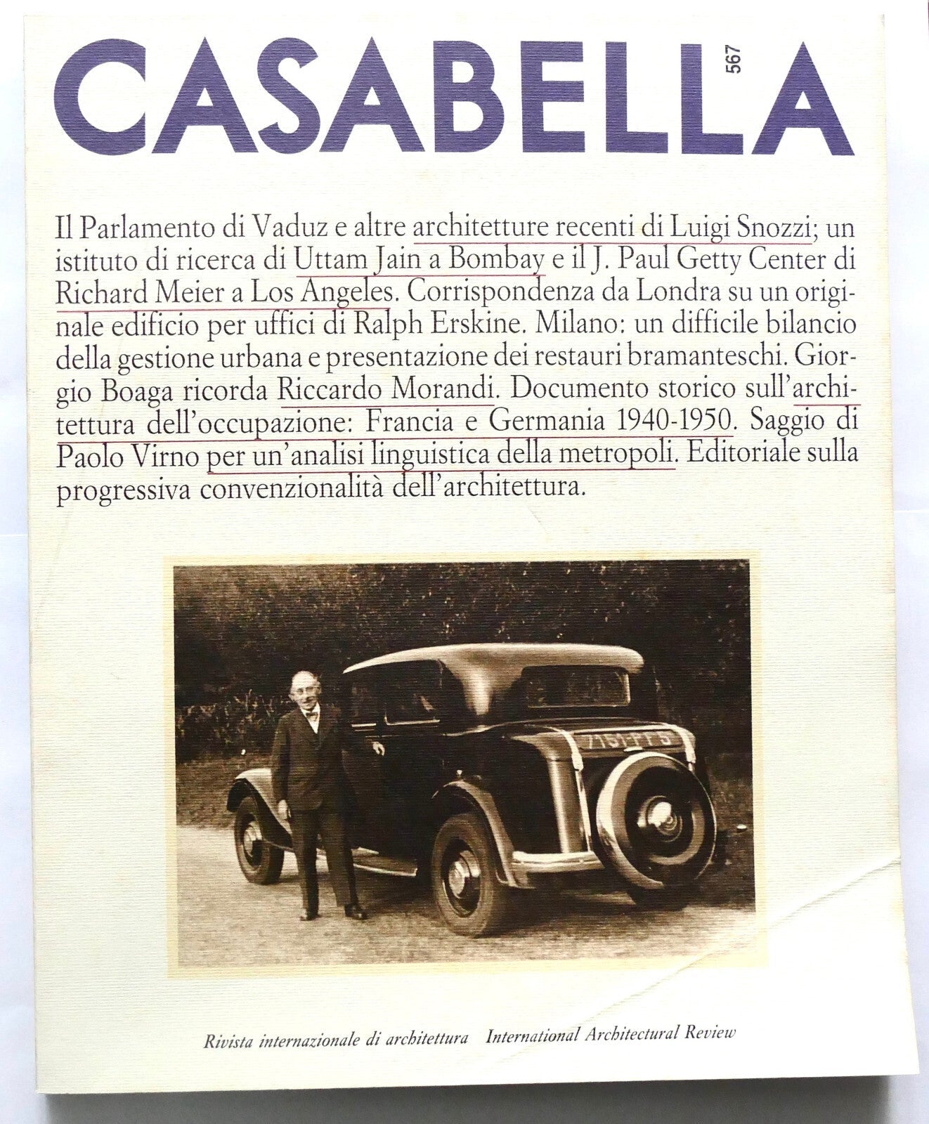 Rivista Casabella n. 567 vintage 1990 revisione dell'architettura e del design urbano italiano