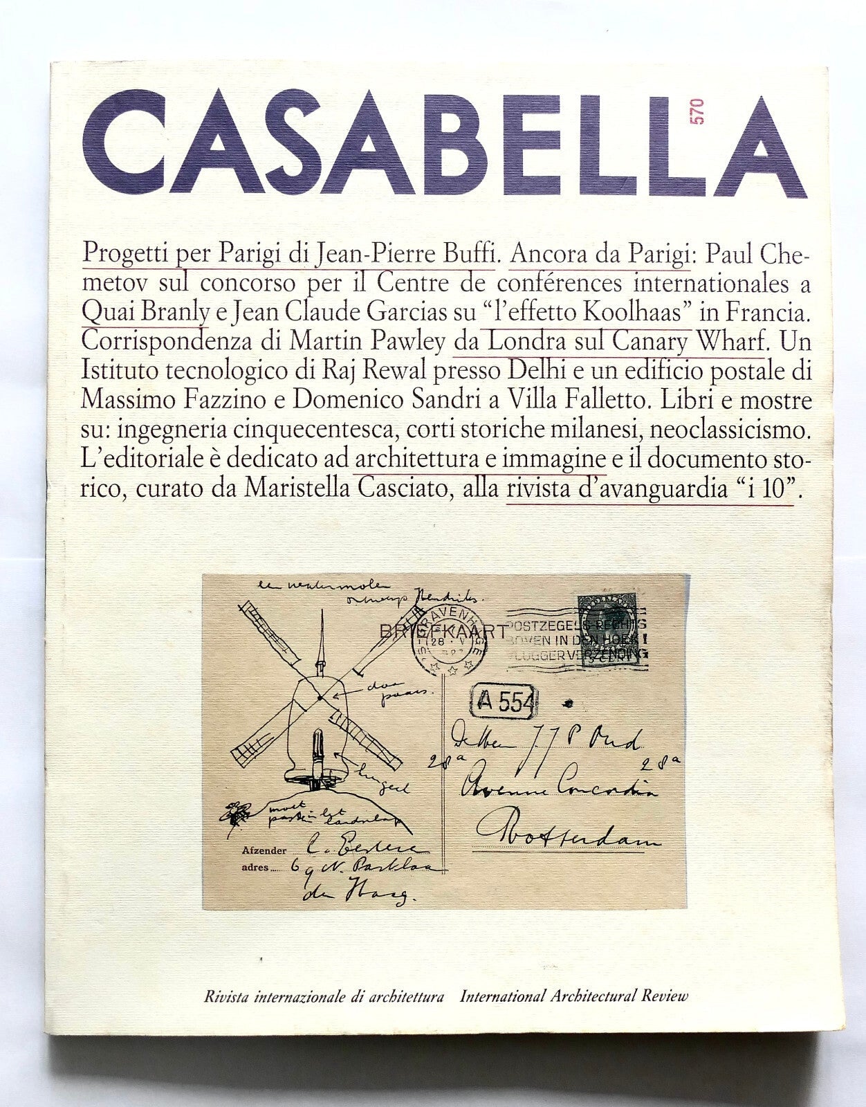 Casabella no 570 vintage Italian architecture magazine featuring international architectural projects and essays