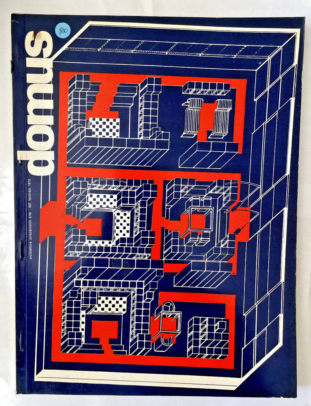 Domus n. 507 febbraio 1972 rivista italiana di architettura vintage con design astratto geometrico sulla copertina