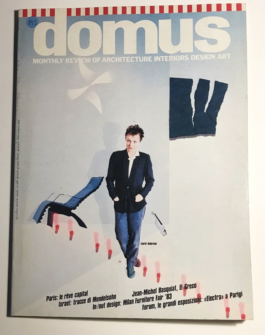 Domus vintage 1984 rivista italiana di architettura con Laurie Anderson e temi di arte contemporanea
