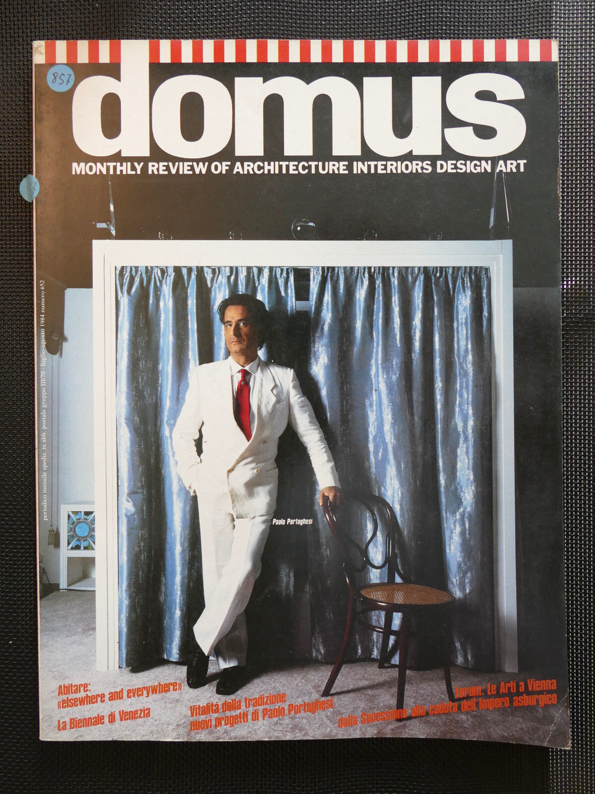 Domus magazine n. 652 1984 architettura italiana vintage interni design recensione con Paolo Portoghesi