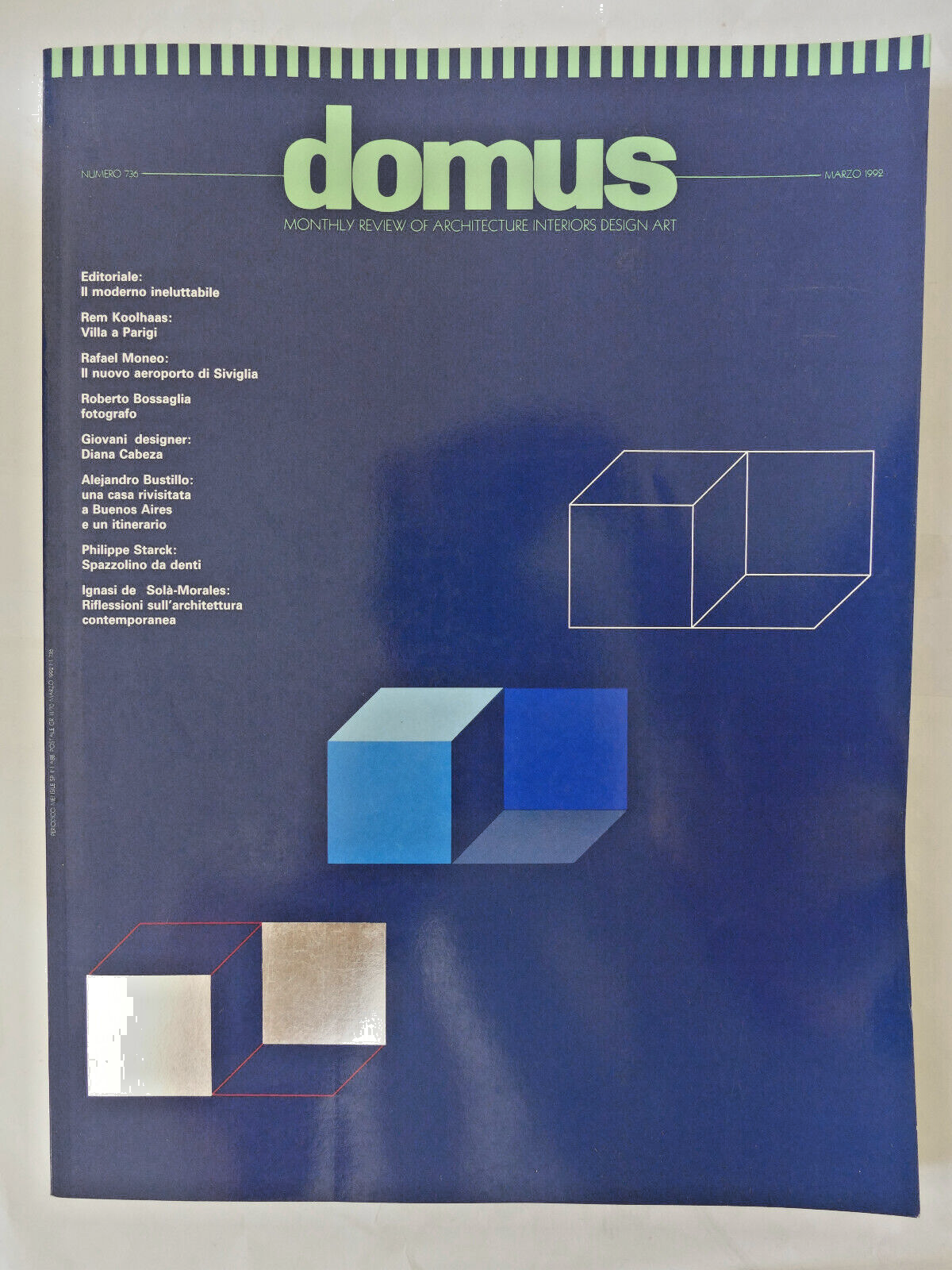 Domus magazine n. 736 marzo 1992 pubblicazione vintage italiana di architettura e design