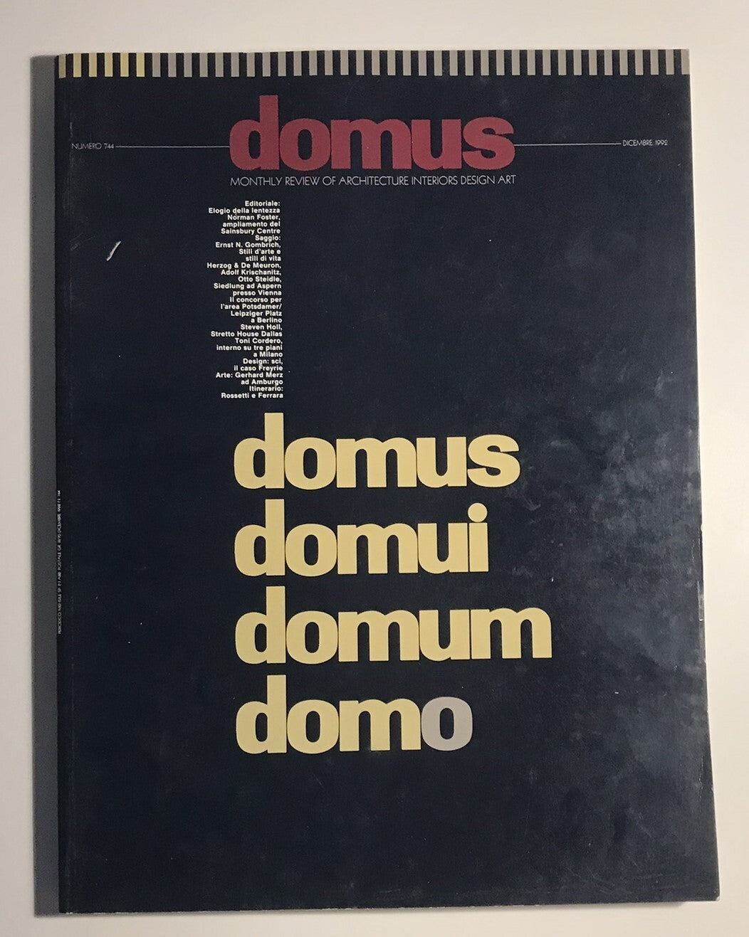 Domus no 744 vintage Italian architecture magazine December 1992 design and art review