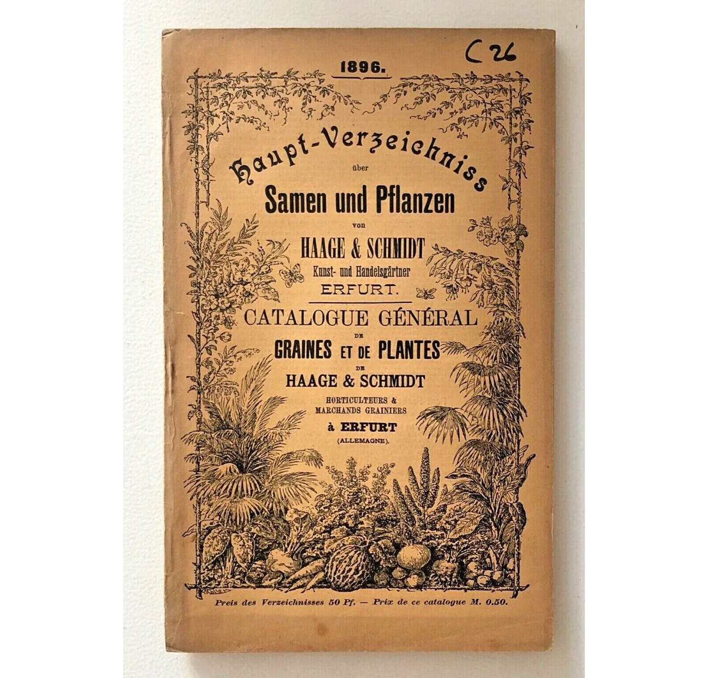 Catalogo vintage di semi e piante Haage & Schmidt 1896, guida botanica e orticola, Erfurt, Germania