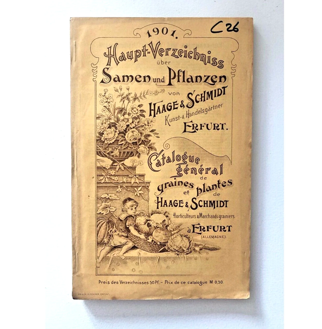 Catalogo vintage di semi e piante 1901 Haage & Schmidt da Erfurt con illustrazioni botaniche