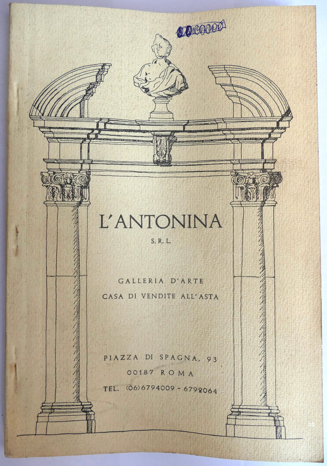 catalogo della galleria d'arte vintage L'ANTONINA casa d'aste di Roma copertina illustrata