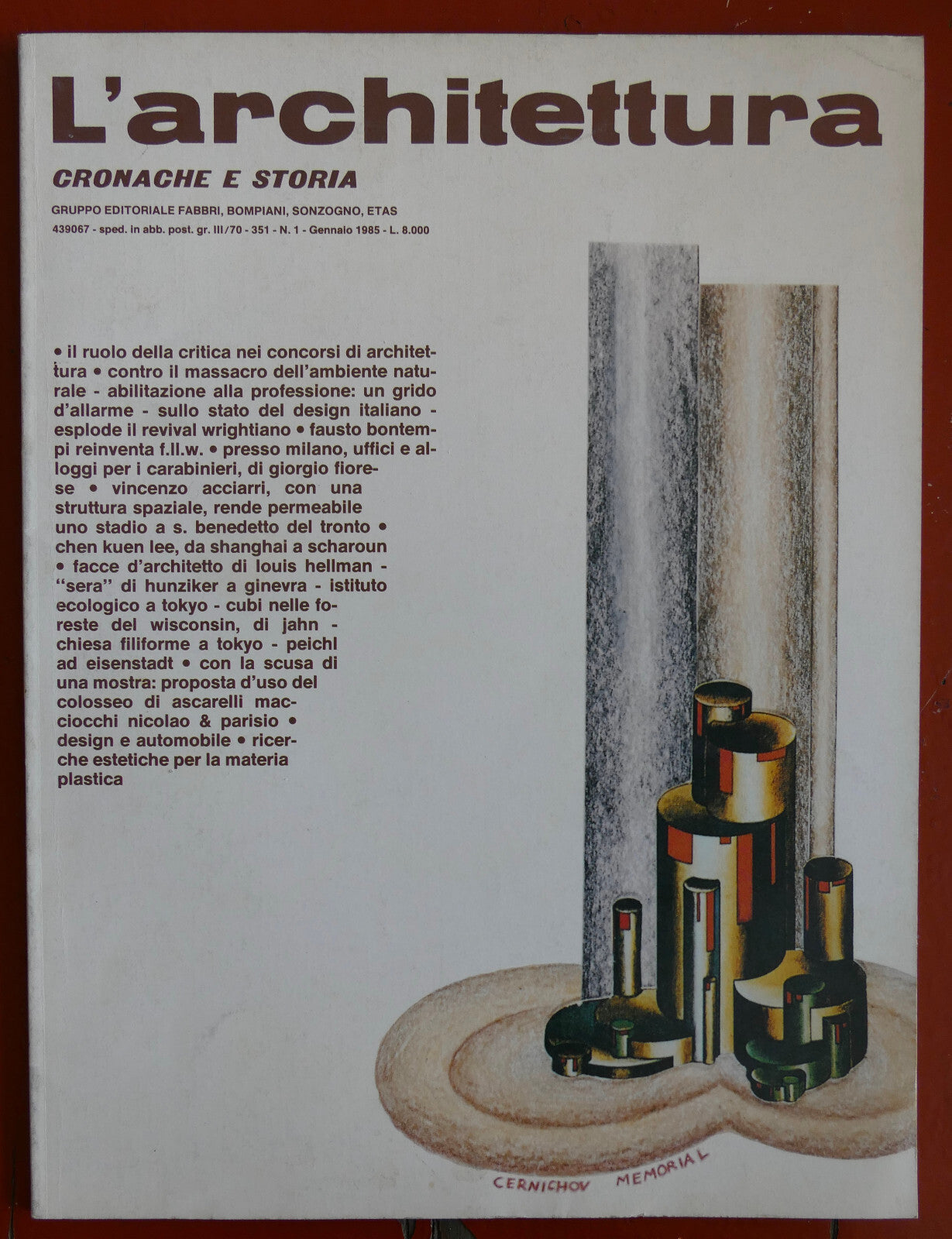 L'architettura n.1 1985 vintage Italian architecture magazine with design and urban planning topics