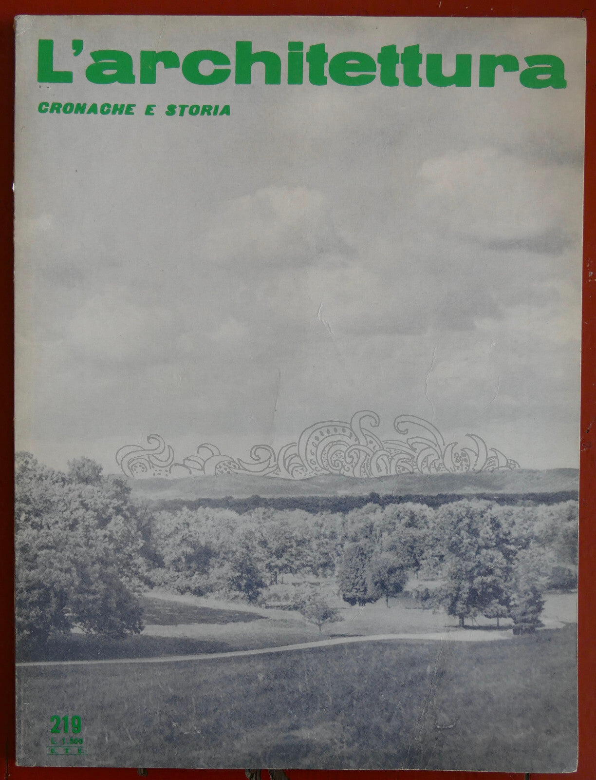L'Architettura vintage Italian architecture magazine issue 219 1974 with landscape cover