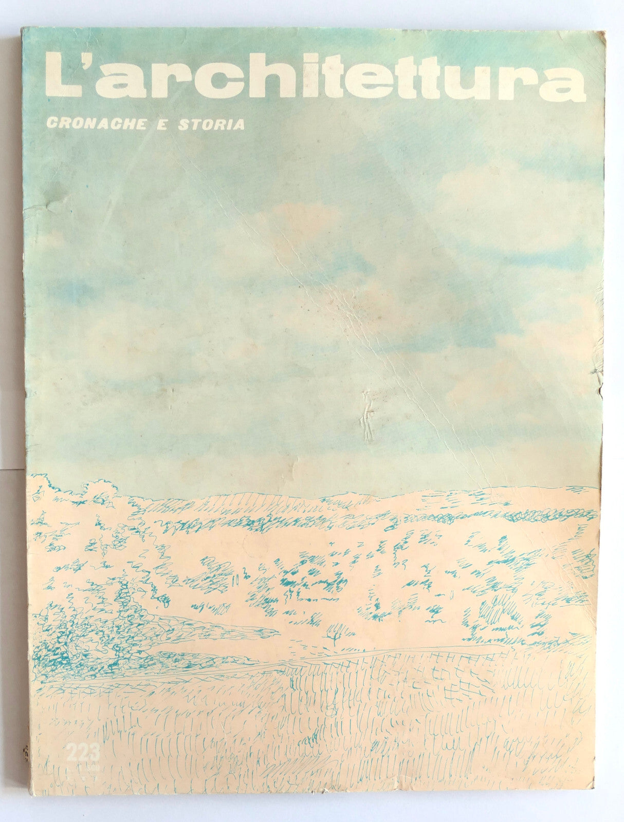 L'architettura n.223 1974 vintage Italian architecture magazine with landscape illustration
