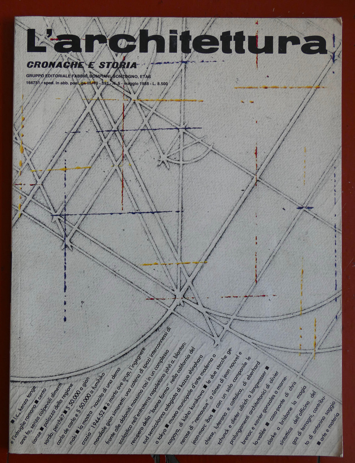 L'architettura vintage Italian architecture magazine May 1988 issue with abstract cover design