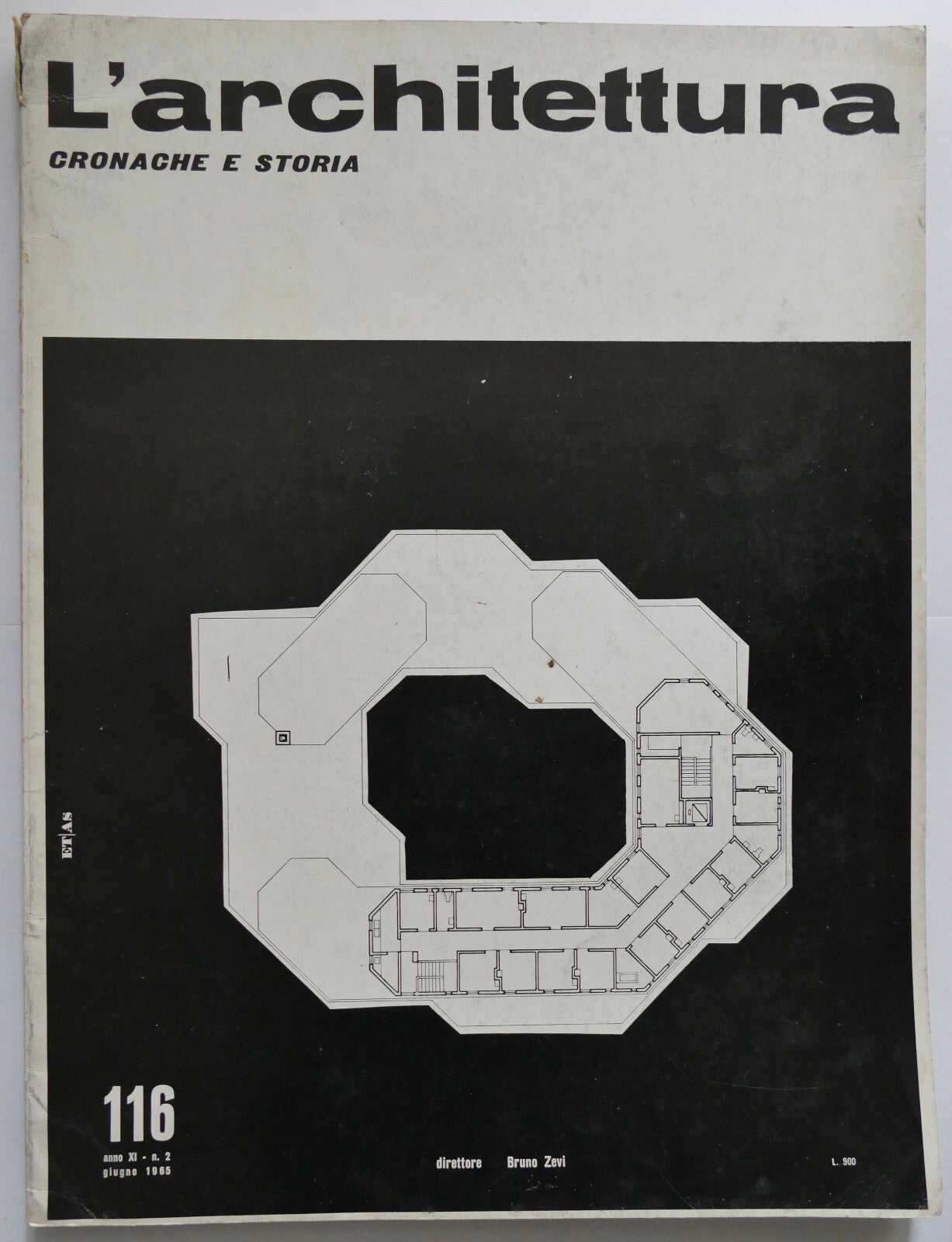 L'Architettura no 116 1965 vintage Italian architecture magazine directed by Bruno Zevi with building plans