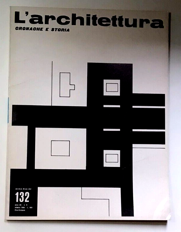 L'Architettura n. 132 1966 rivista italiana di architettura vintage con copertina dal design modernista
