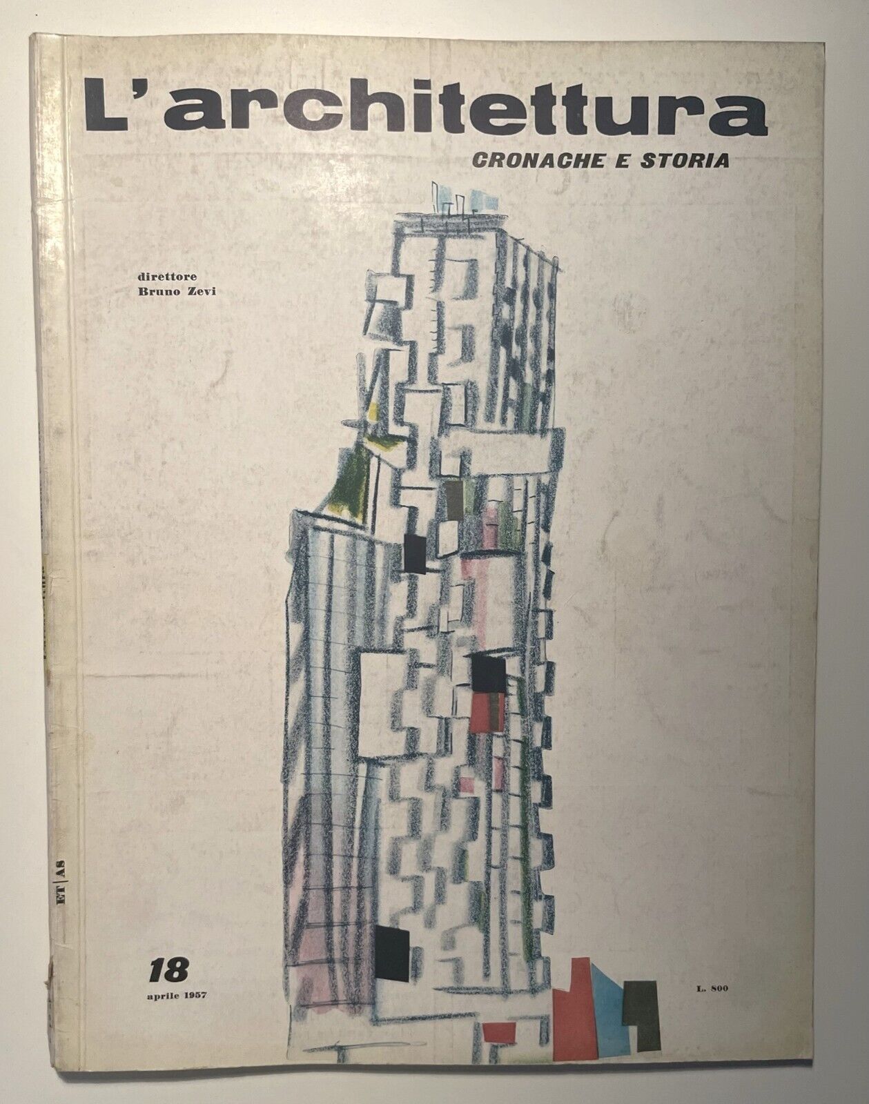L'Architettura vintage Italian architecture magazine April 1957 issue illustrated by Bruno Zevi