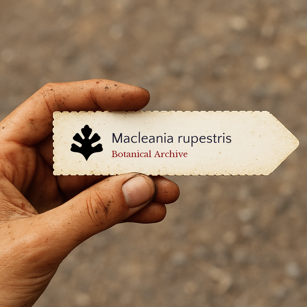 Etichetta per pianta stampata per Macleania rupestris con logo Botanical Archive a mano