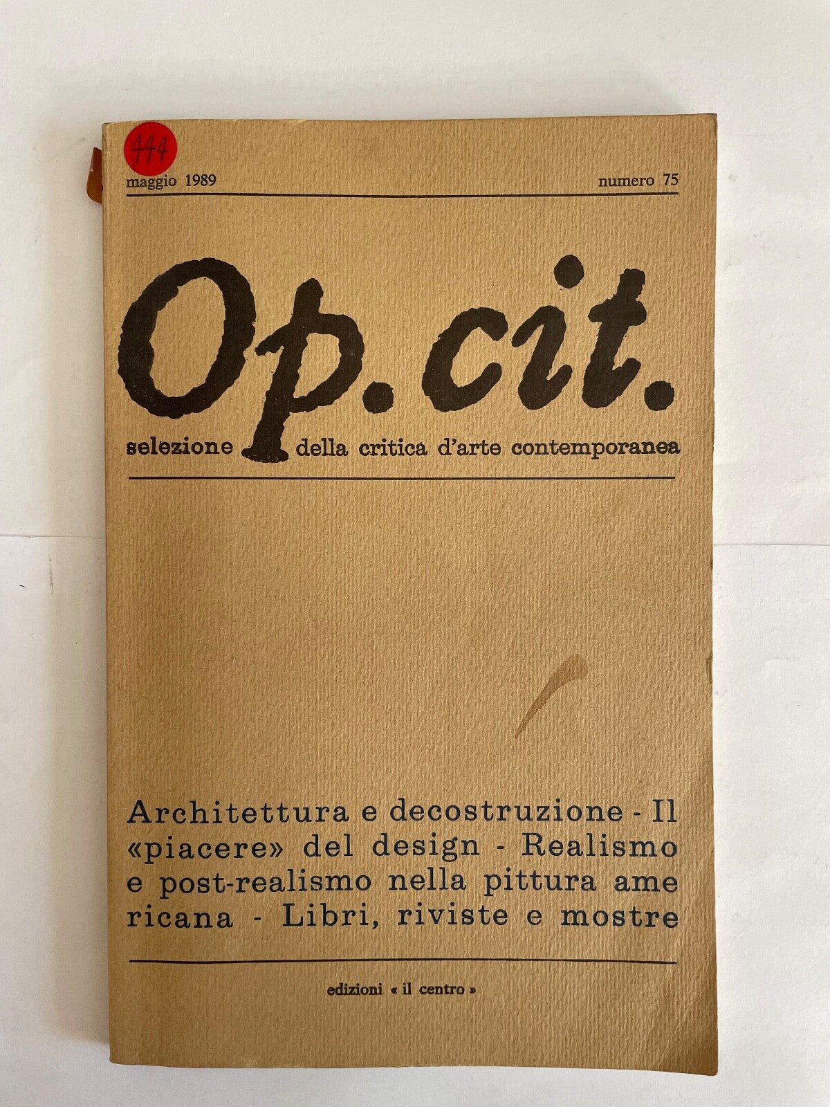 Op.cit. rivista di critica d'arte contemporanea italiana vintage 1989 numero 75