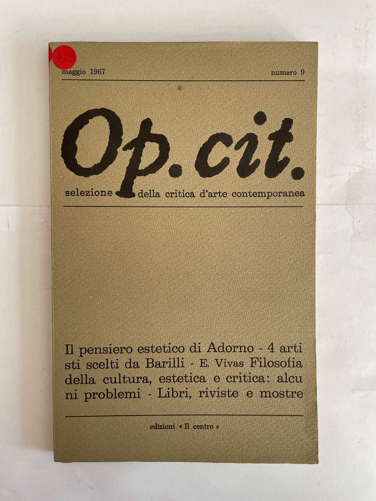 Op.cit. Italian vintage magazine of contemporary art criticism May 1967 issue number 9