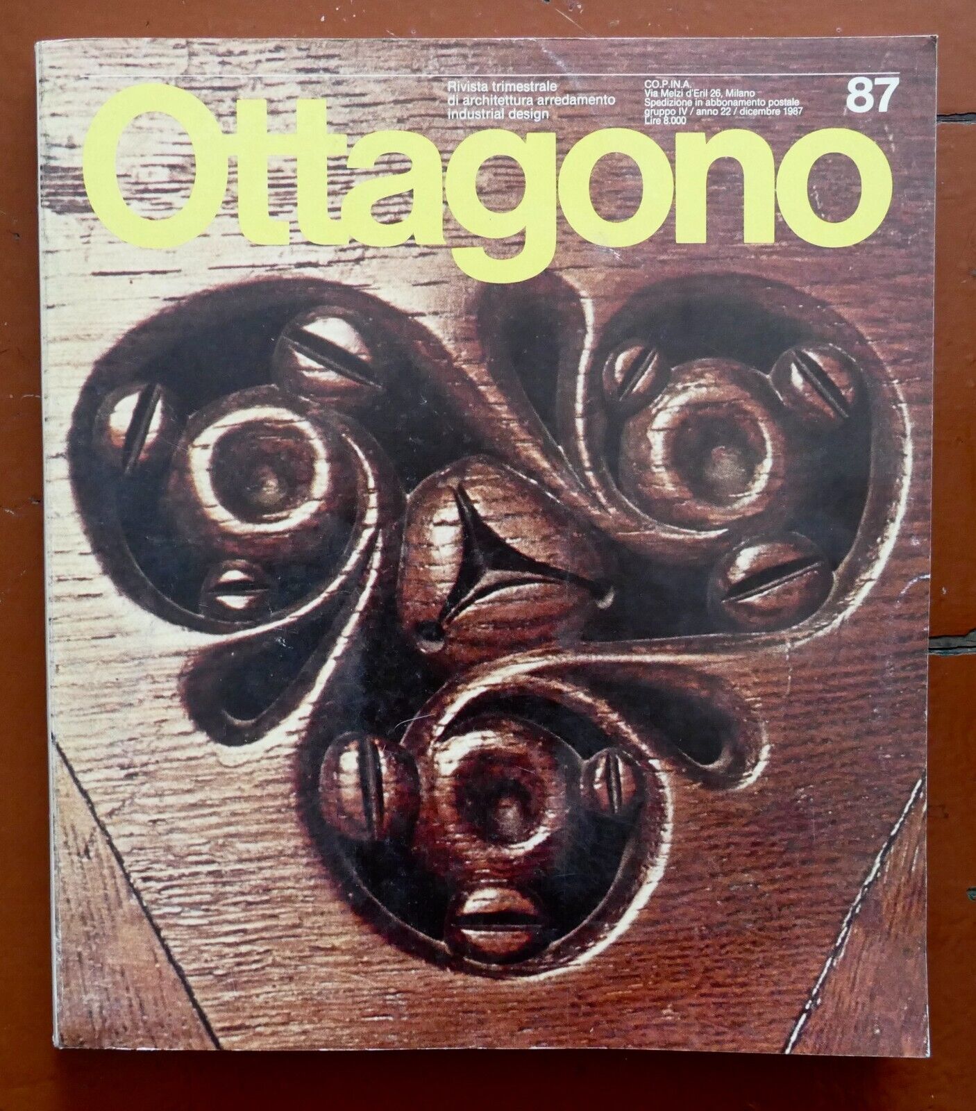 Ottagono n. 87 rivista di architettura italiana vintage del 1987 sul design industriale e l'arredamento