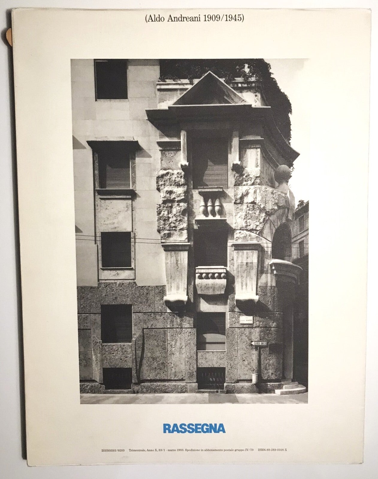 Rassegna Italian Architecture Magazine n. 33 vintage 1988 con opere di Aldo Andreani