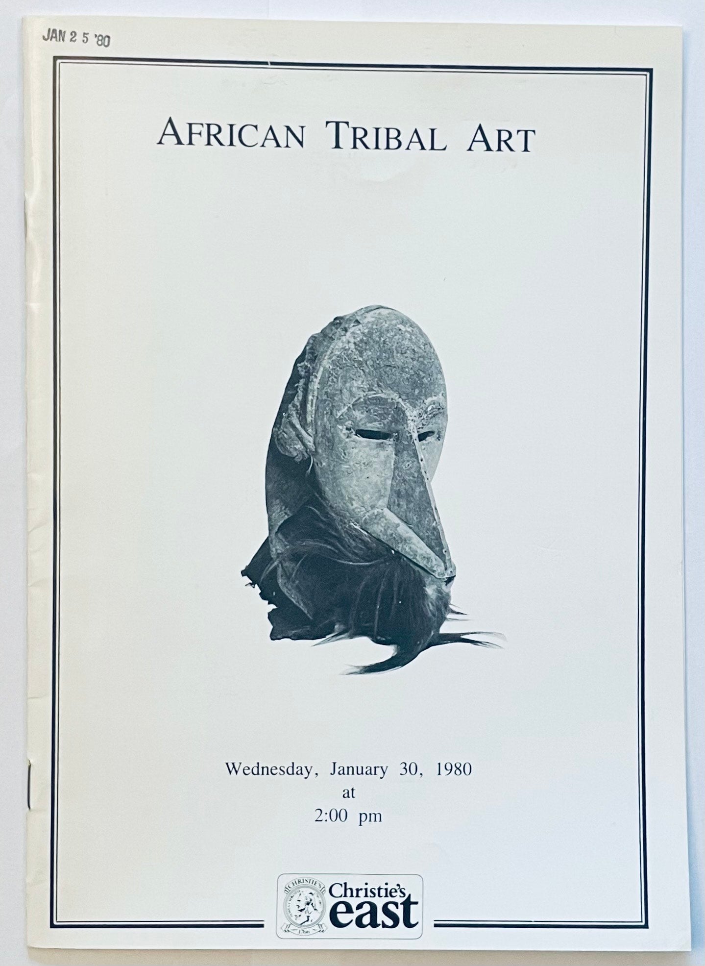 Catalogo d'asta di Arte Tribale Africana di Christie's East con antichità vintage Gennaio 1980