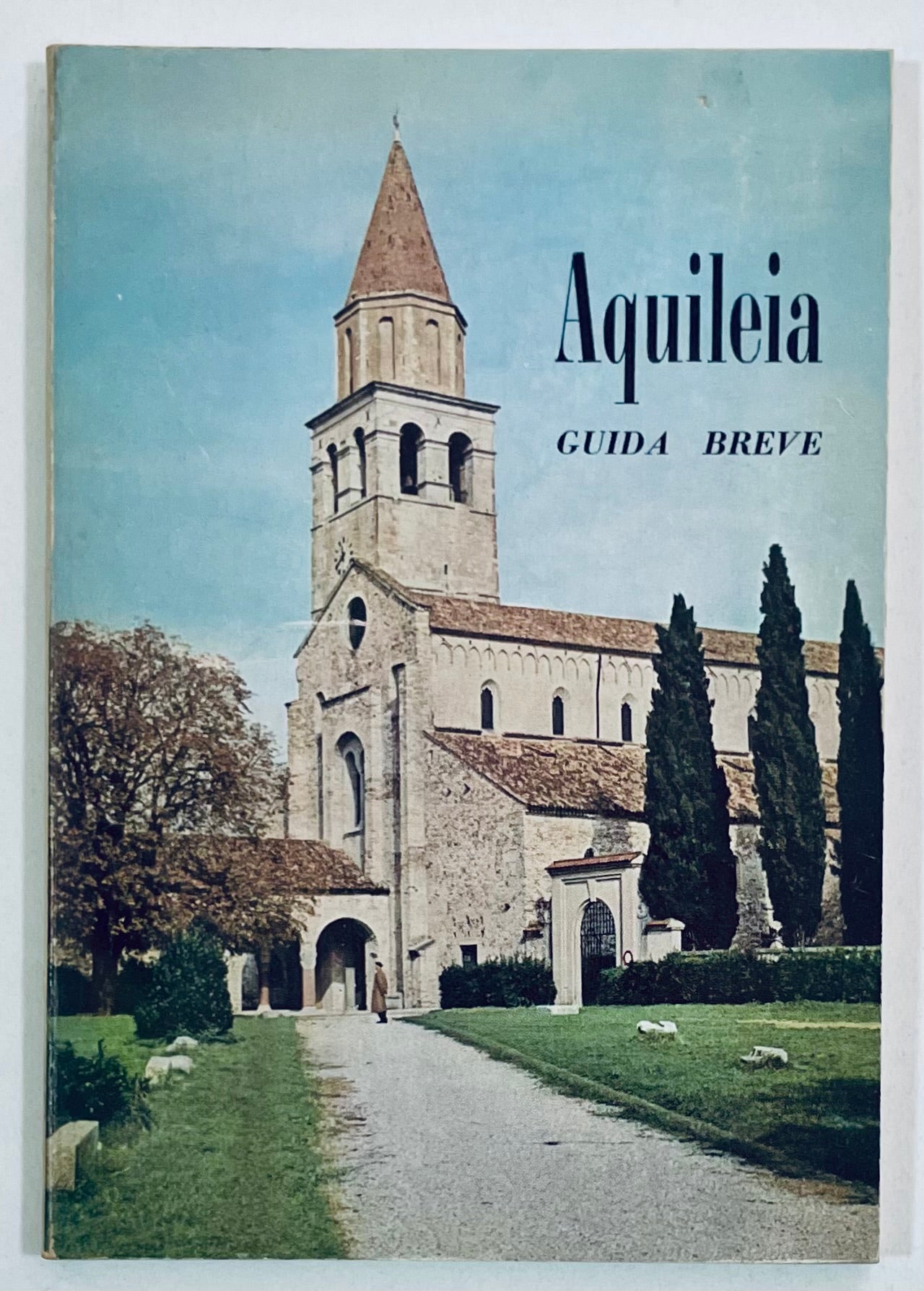 Alti cipressi sempreverdi di Aquileia con fitta chioma di un verde scuro che fiancheggiano il sentiero