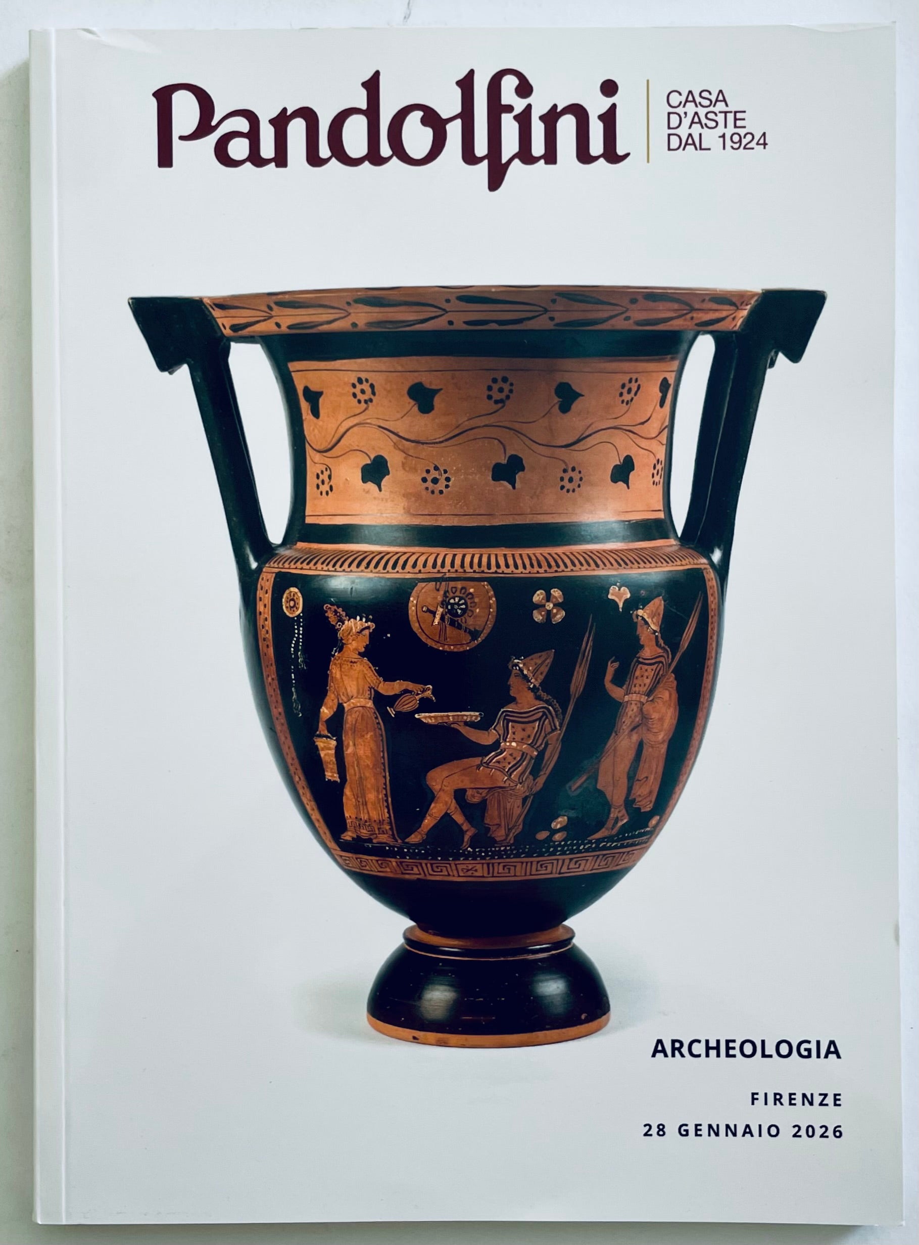 Catalogo d'asta Pandolfini Archeologia 28 gennaio 2026 con ceramiche antiche greche