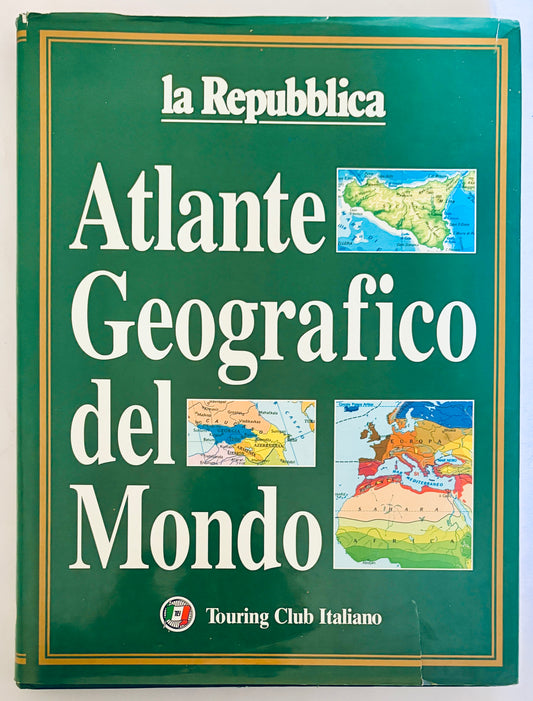 Atlante Geografico del Mondo vintage geographic atlas book by Touring Club Italiano with world maps