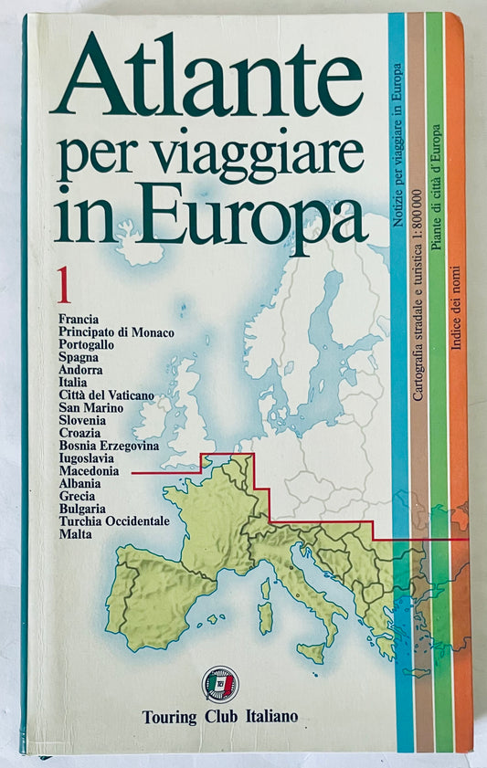Atlante di viaggio vintage Europa prima edizione 1994 di Touring Club Italiano