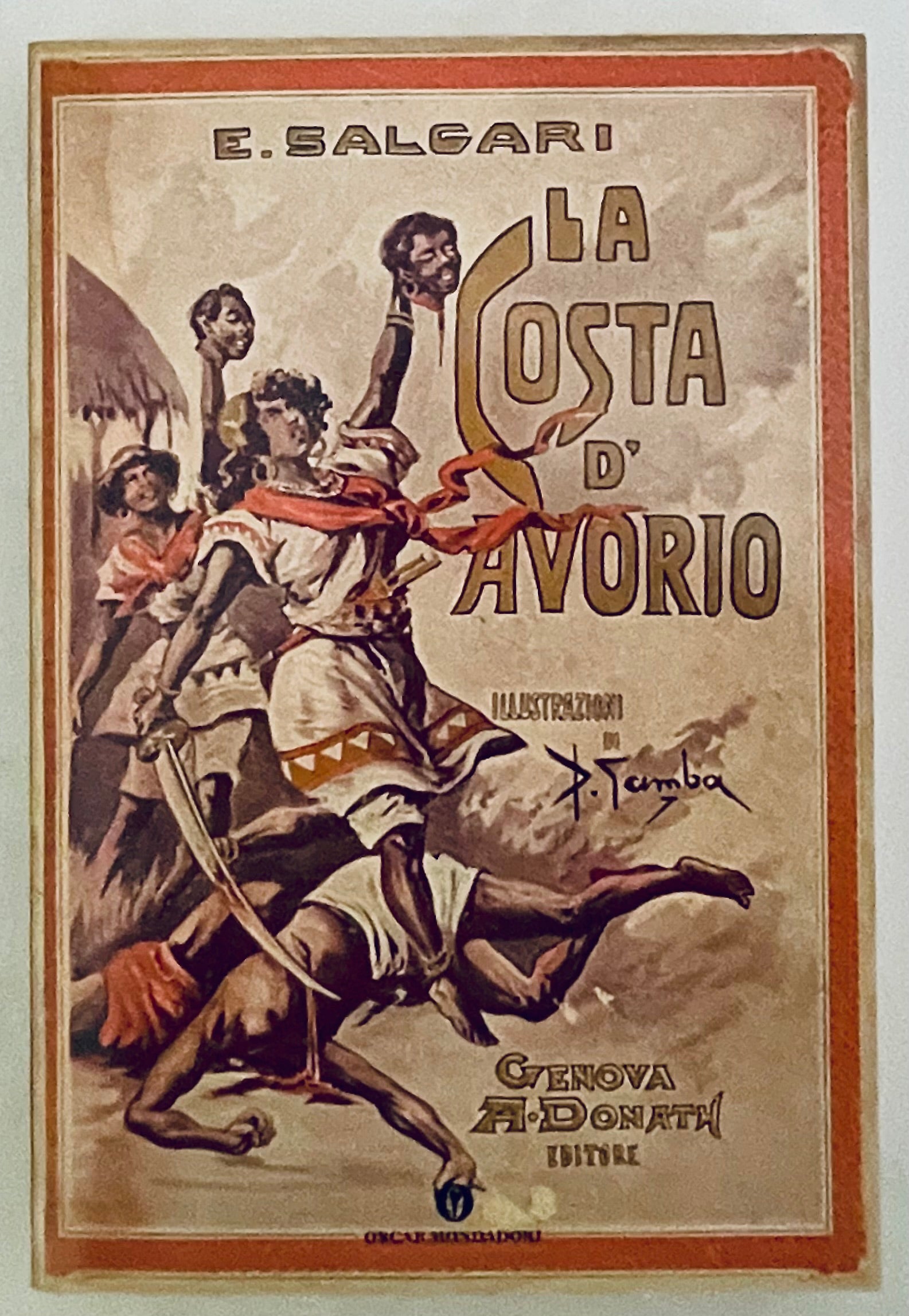 Libro illustrato vintage La Costa d'Avorio di E. Salgari sulle avventure africane