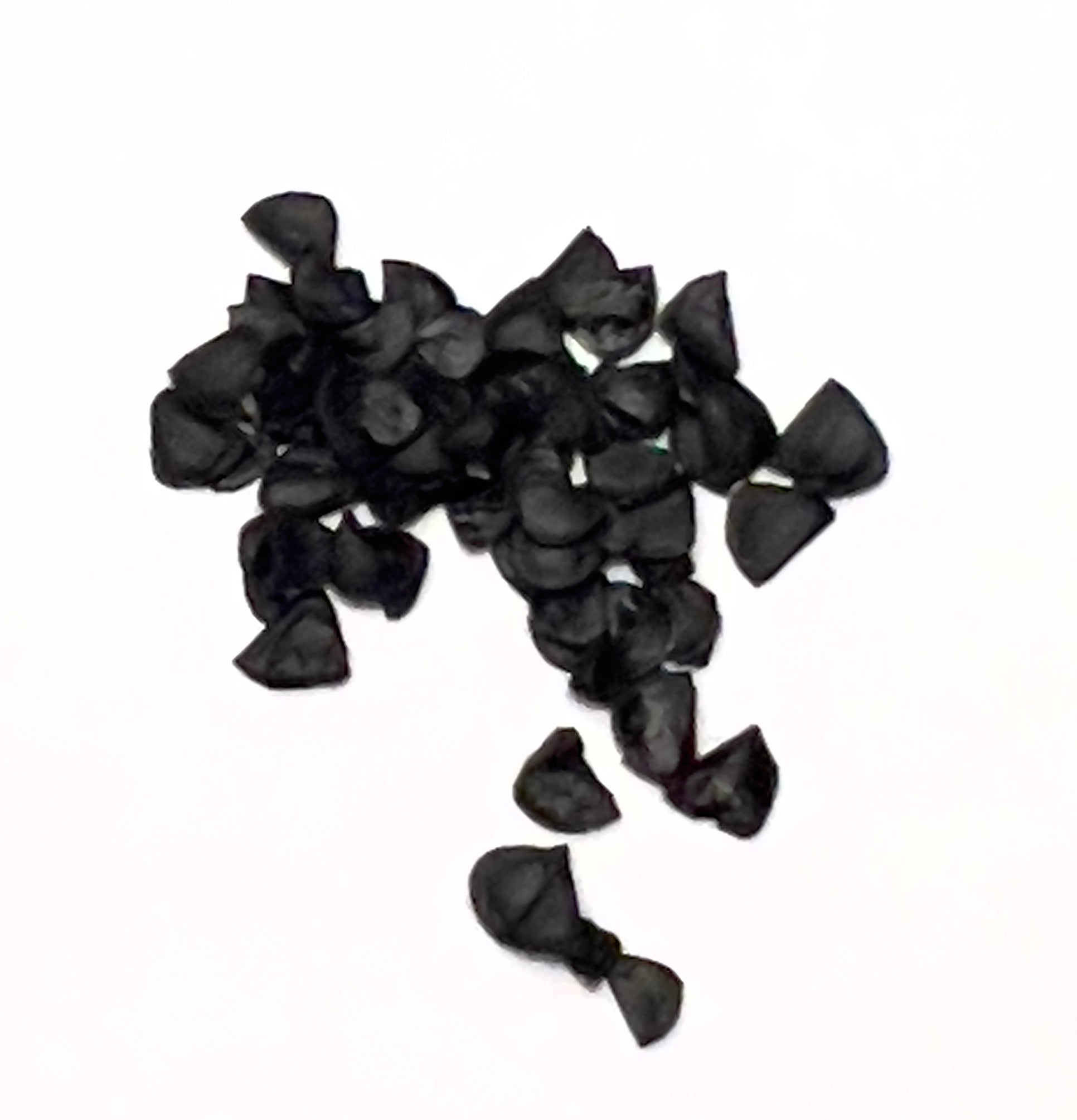 Agave pedunculifera black seeds for succulent plant propagation close-up on white background
