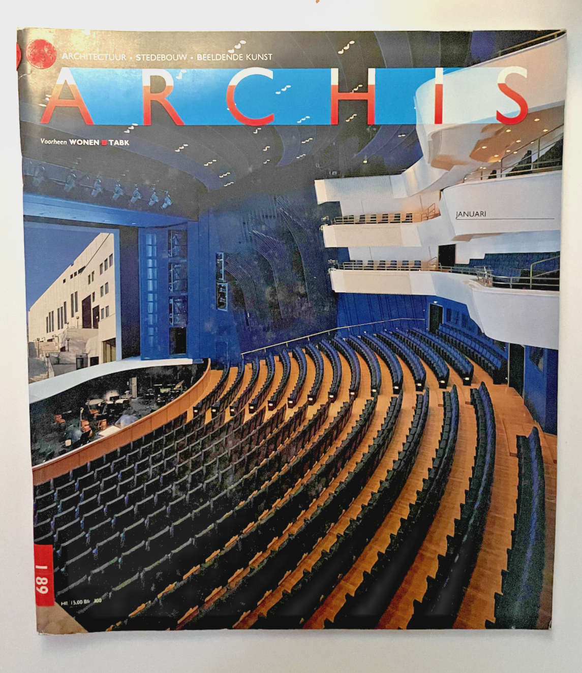Archis January 1989 Italian architecture magazine featuring modern auditorium design and urban planning