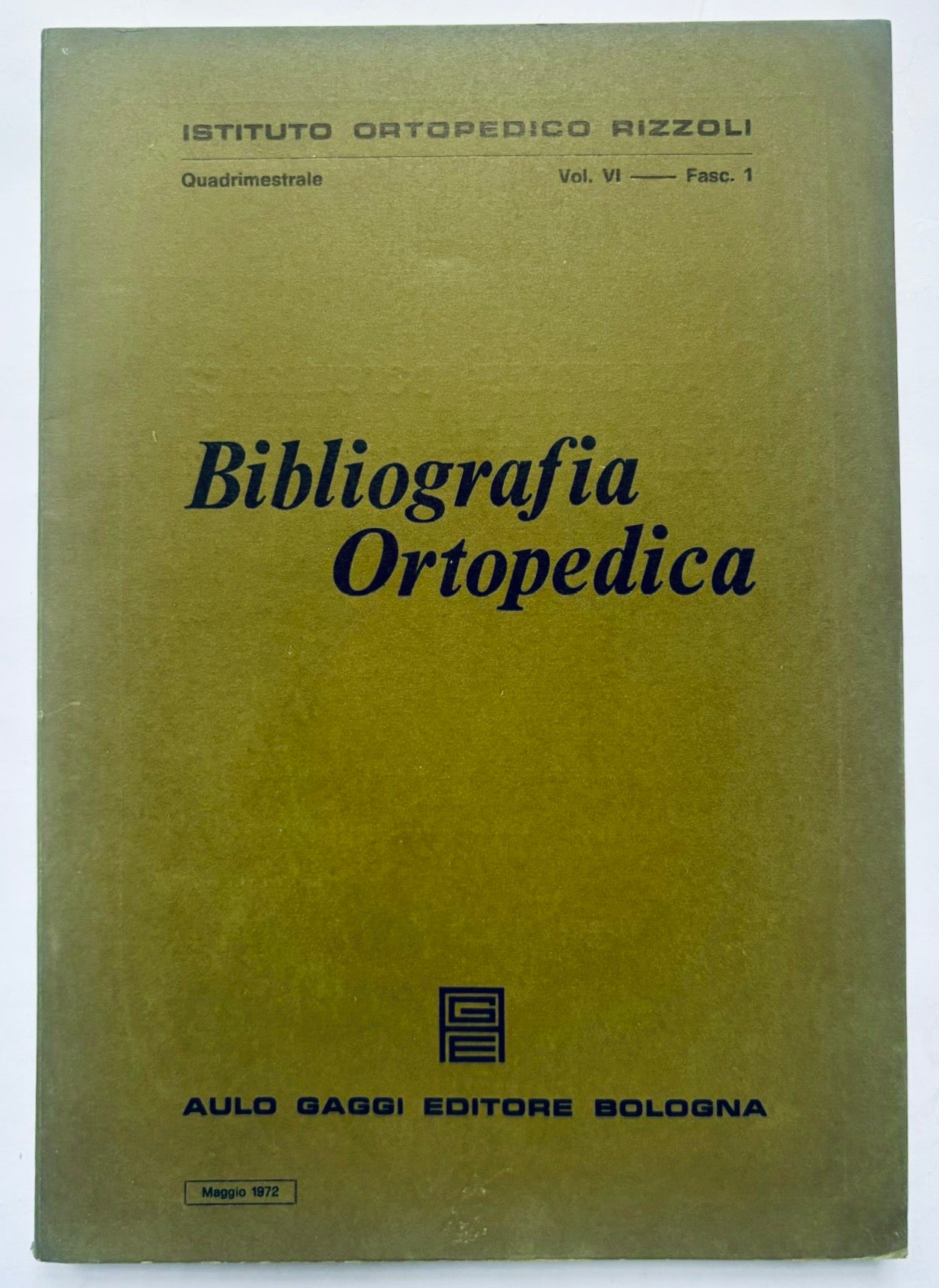 Bibliografia Ortopedica Vol. VI Fasc. 1 1972 vintage orthopedic medical journal by Istituto Ortopedico Rizzoli