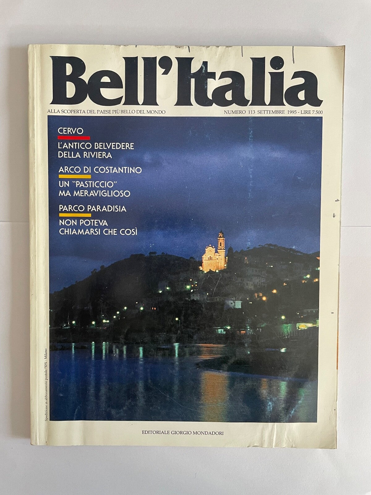 Bell'Italia magazine d'architettura italiana vintage, numero di settembre 1995 con copertina notturna suggestiva