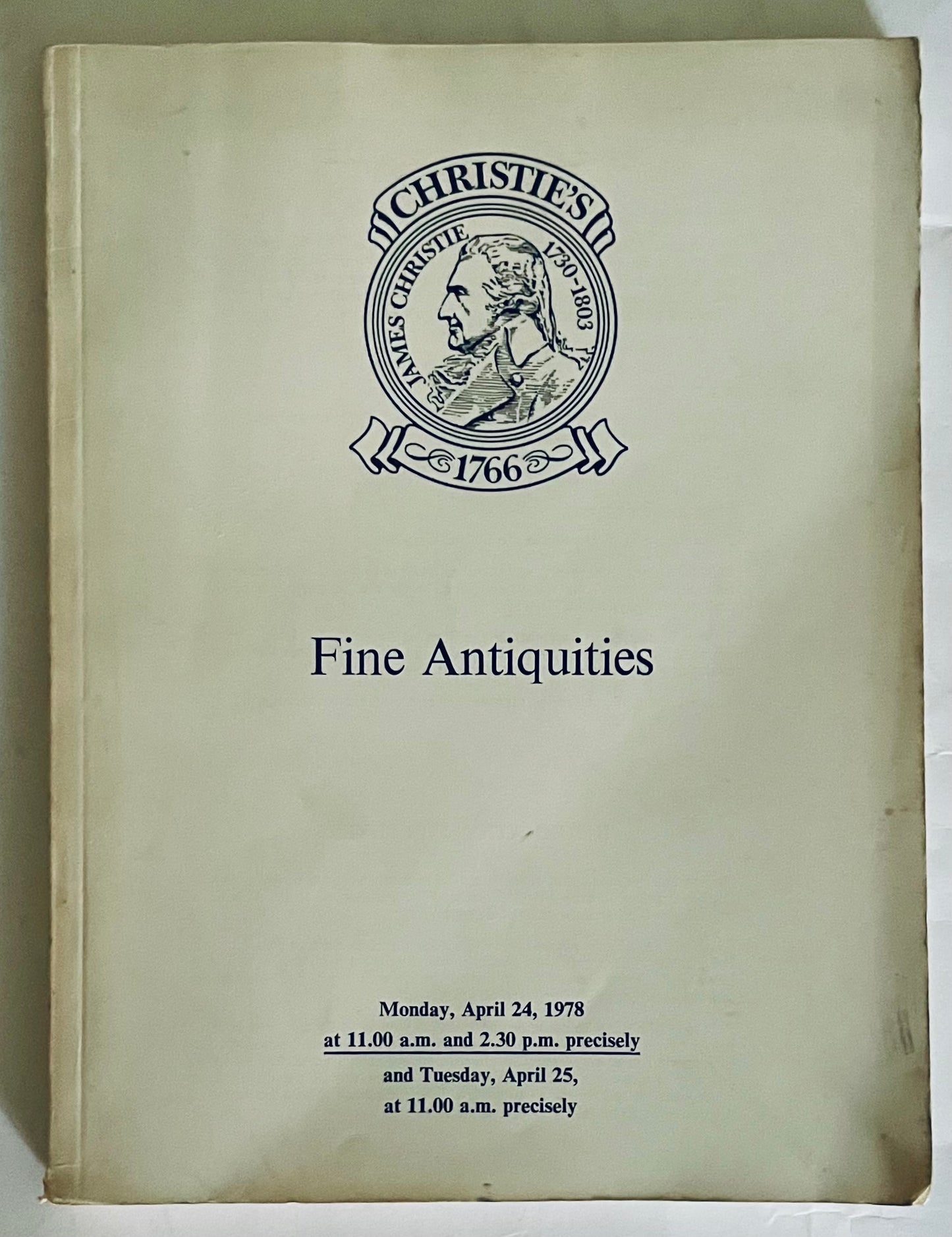 Christie's Fine Antiquities auction catalog vintage April 1978 rare collectible publication