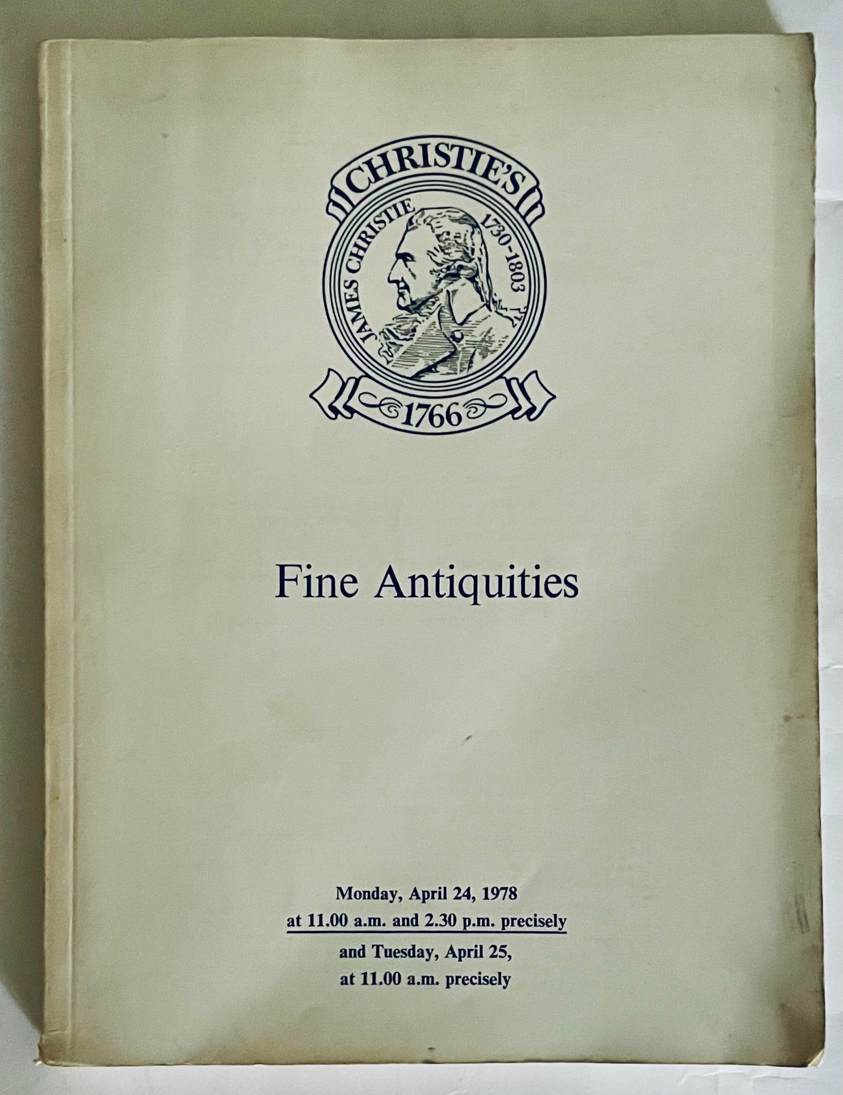 Christie's Fine Antiquities auction catalog vintage April 1978 rare collectible publication