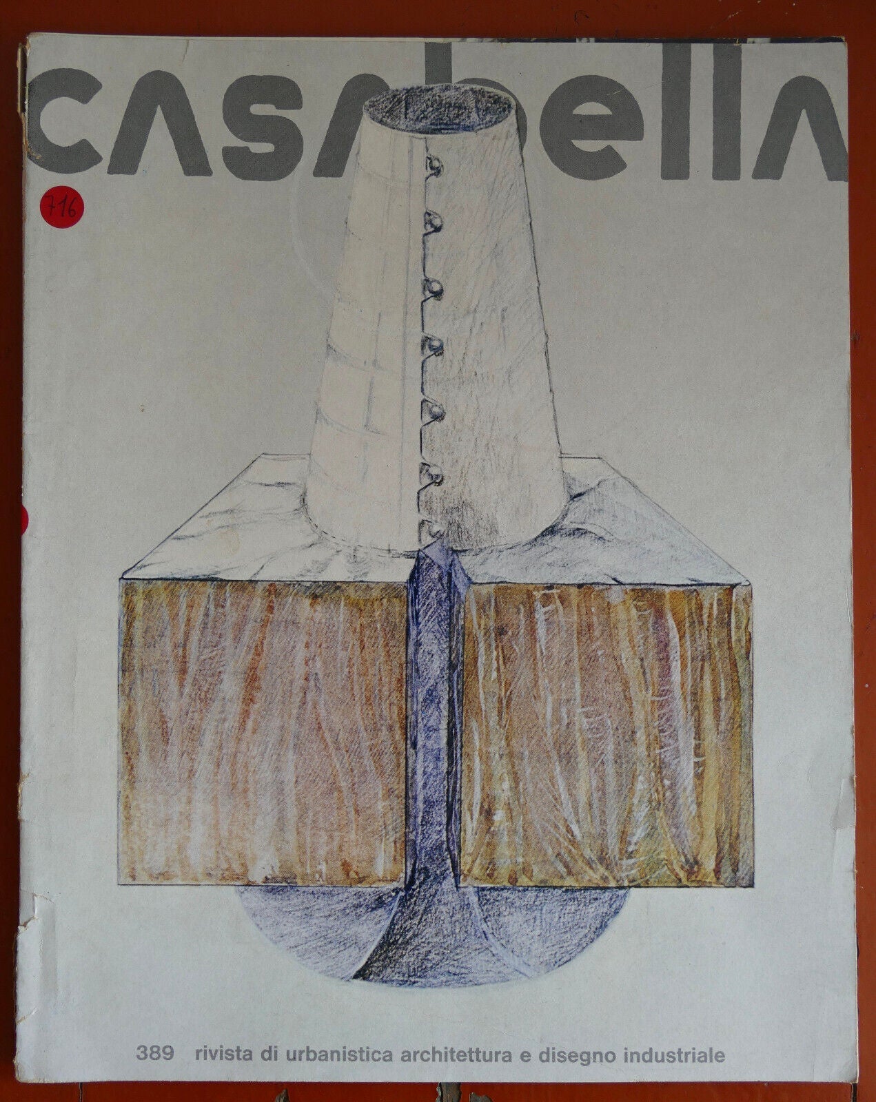 Casabella vintage rivista italiana di architettura 1974 numero 389 con illustrazione di design industriale