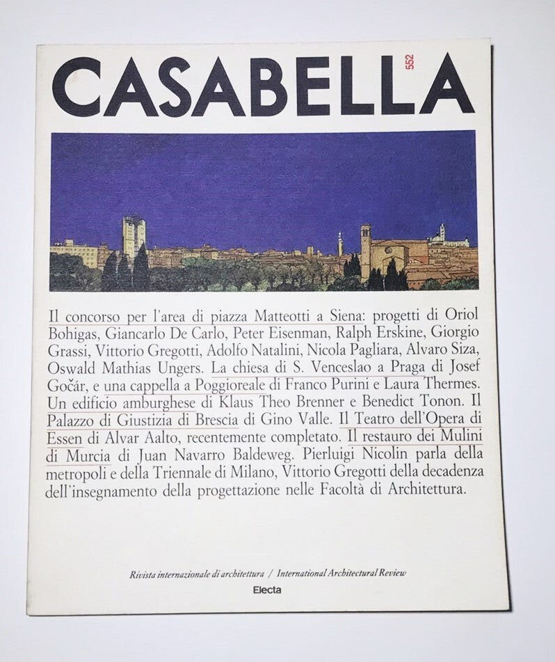 Casabella rivista n. 552 vintage 1988 architettura italiana rivista internazionale Electa