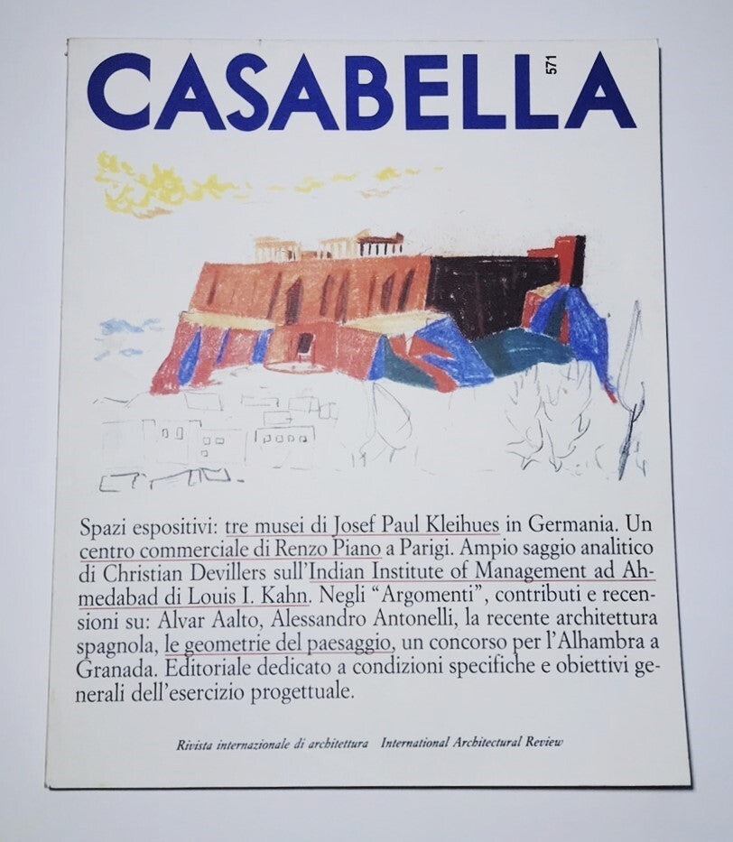 Rivista Casabella n. 571 vintage 1990 architettura italiana revisione internazionale copertina