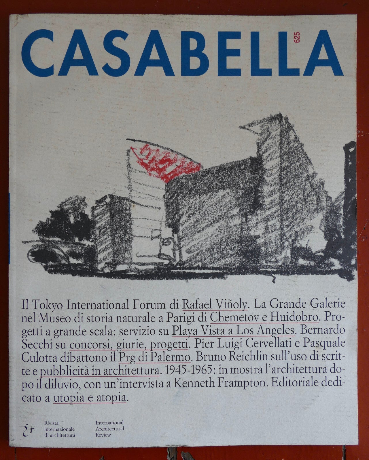 Casabella n. 625 rivista vintage di architettura italiana con Rafael Viñoly e progetti internazionali
