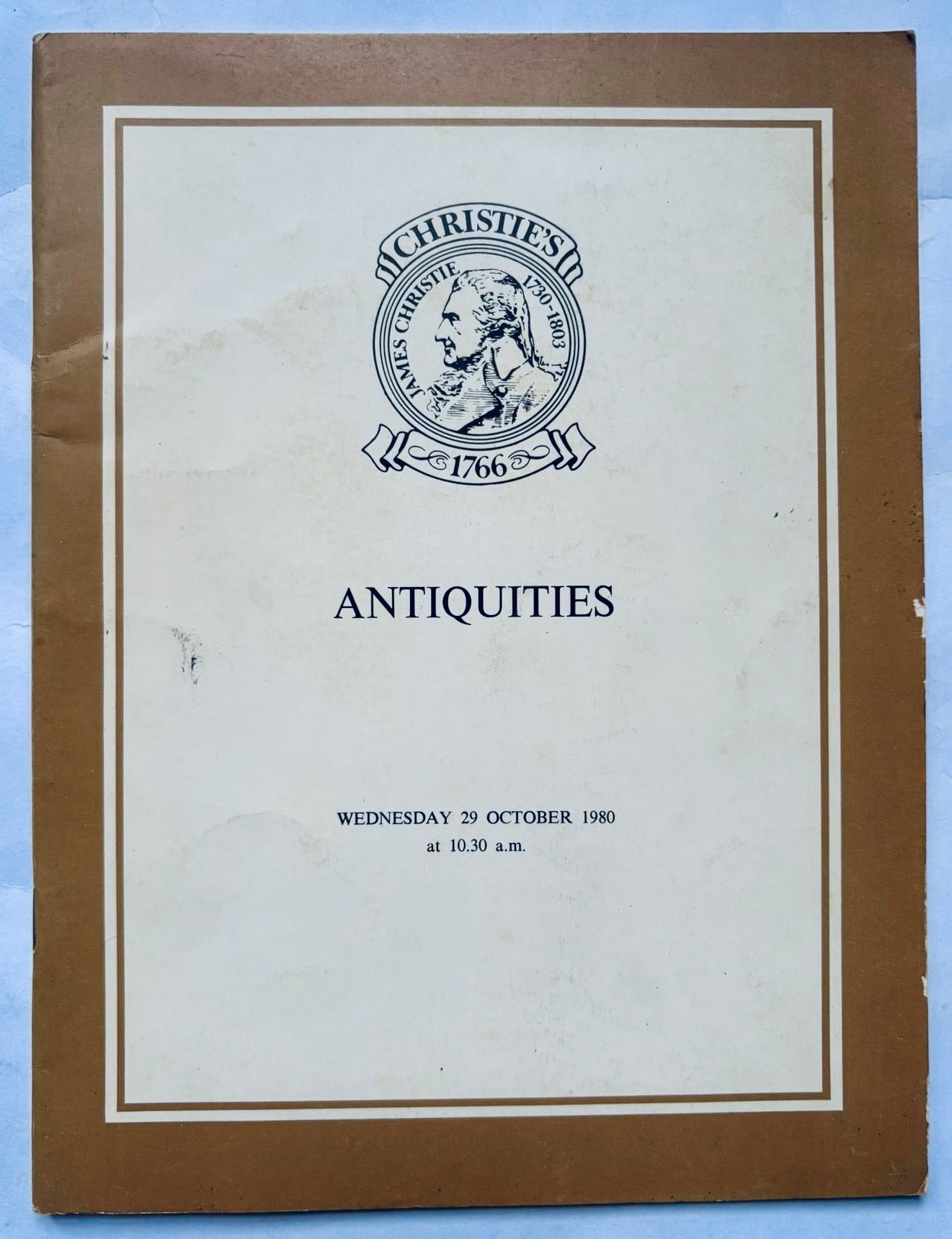 Vintage Christie's Antiquities auction catalog dated Wednesday 29 October 1980 with classic cover design