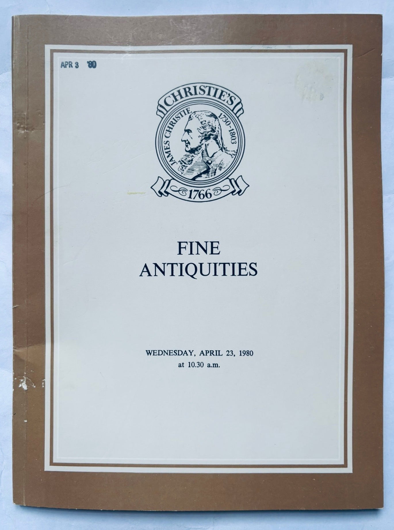 Vintage Christie's Fine Antiquities auction catalog dated Wednesday April 23, 1980