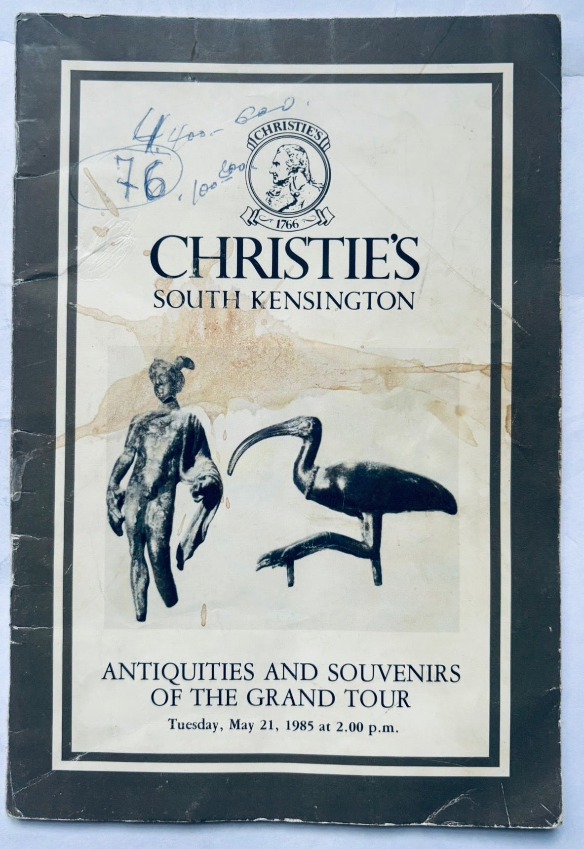 Christie's South Kensington catalog for antiquities and souvenirs of the Grand Tour, vintage 1985