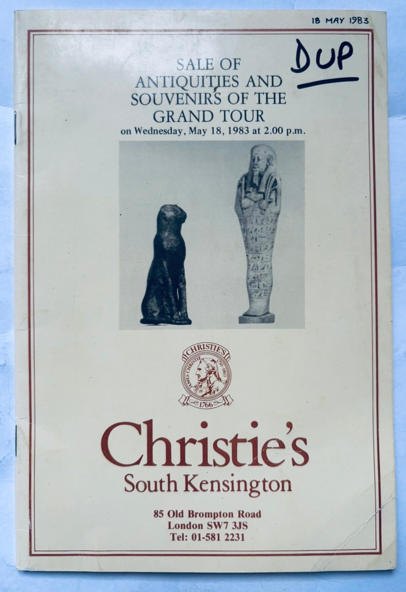 Christie's South Kensington auction catalogue for antiquities and souvenirs dated May 18, 1983