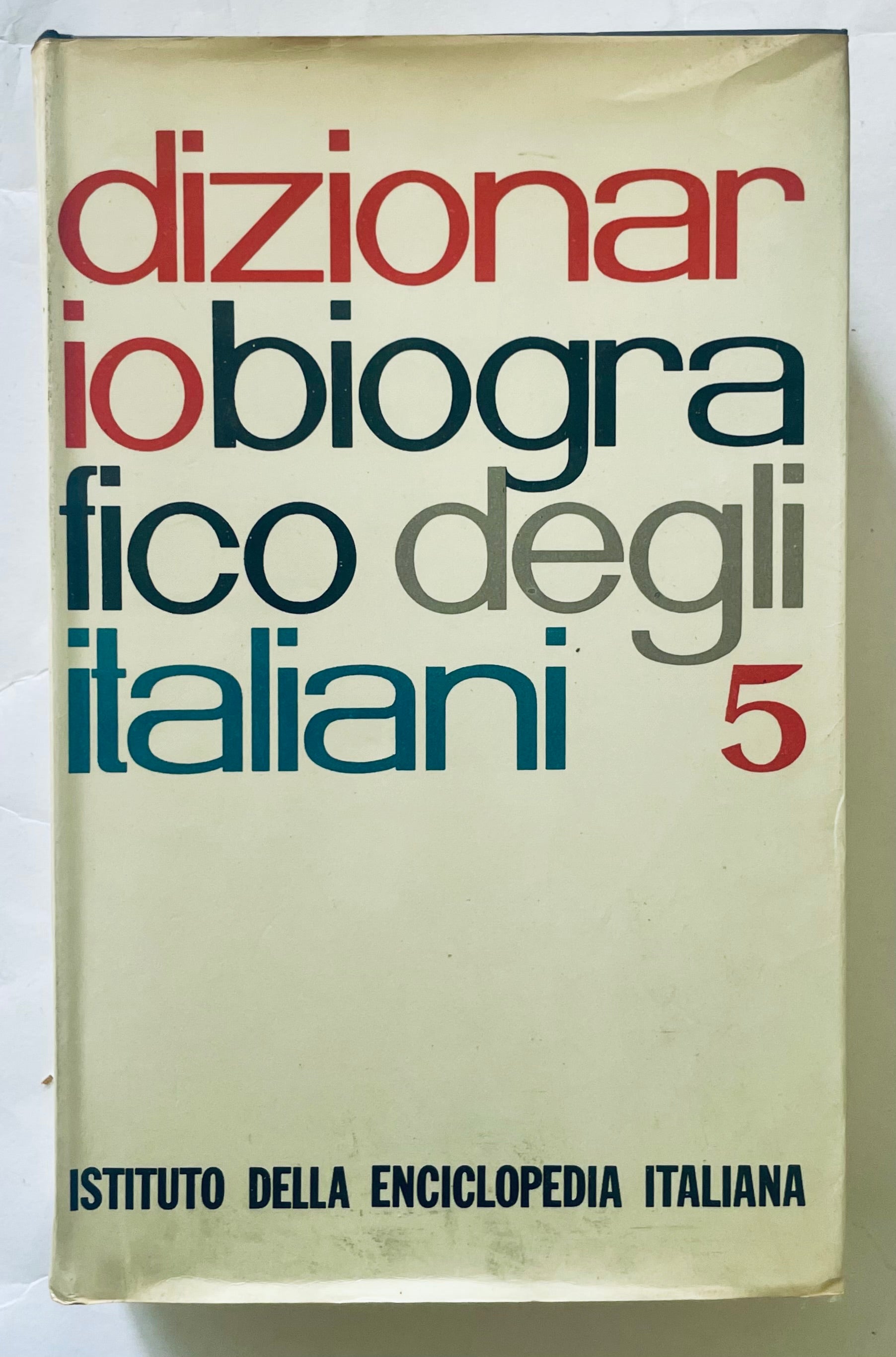 Dizionario Biografico degli Italiani volume 5 libro di riferimento vintage dell'Istituto della Enciclopedia Italiana
