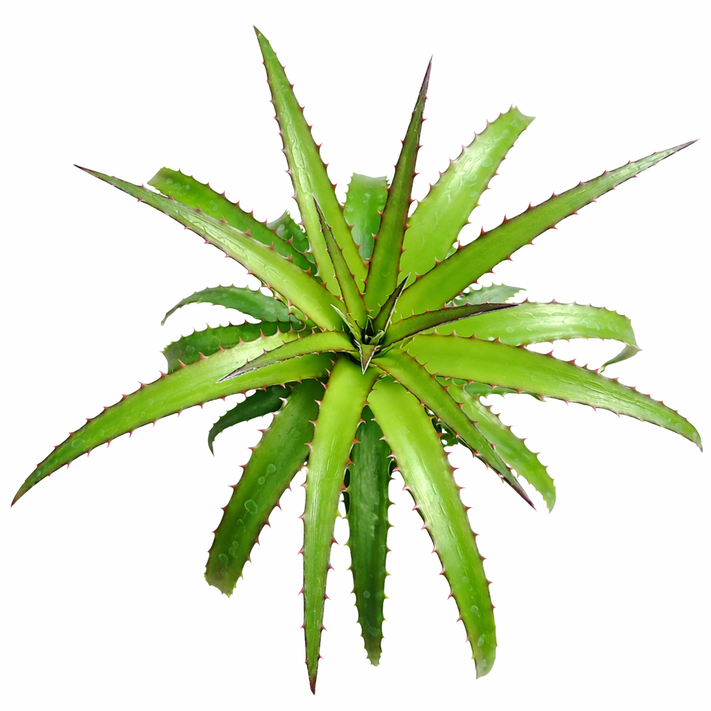 Dyckia goiana spiky succulent rosette with green serrated leaves and reddish edges