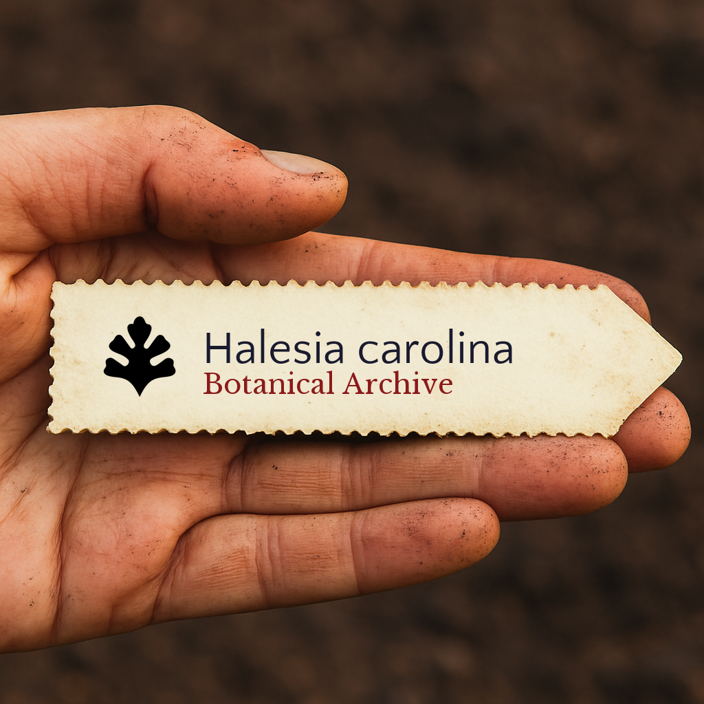 Etichetta per piante portatile in stile vintage per Halesia carolina con logo Botanical Archive