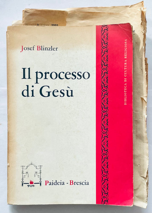 Libro di cultura religiosa vintage Il processo di Gesù di Josef Blinzler con design del dorso rosso
