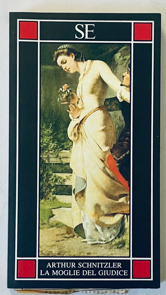 Copertina vintage del libro La Moglie del Giudice di Arthur Schnitzler con illustrazione artistica classica